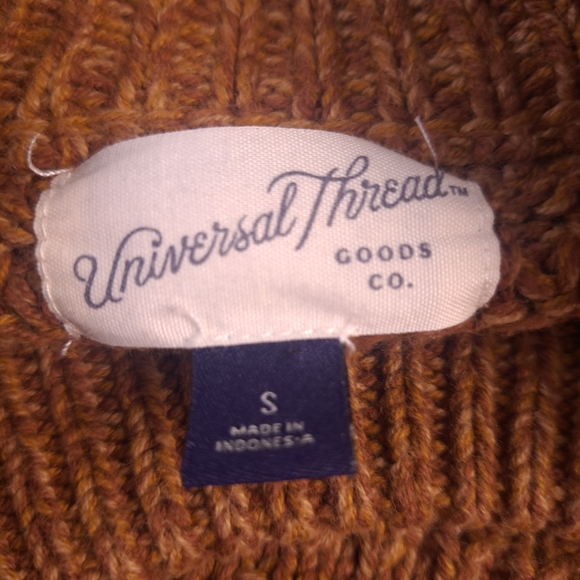 Universal Thread Warm Tan Brown Mock Neck knit Chunky Cropped Sweater Sz Small - Picture 4 of 14